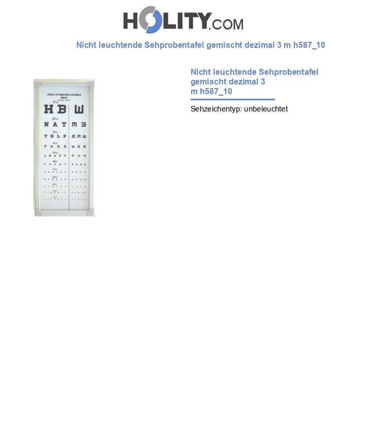 Nicht leuchtende Sehprobentafel gemischt dezimal 3 m h587_10