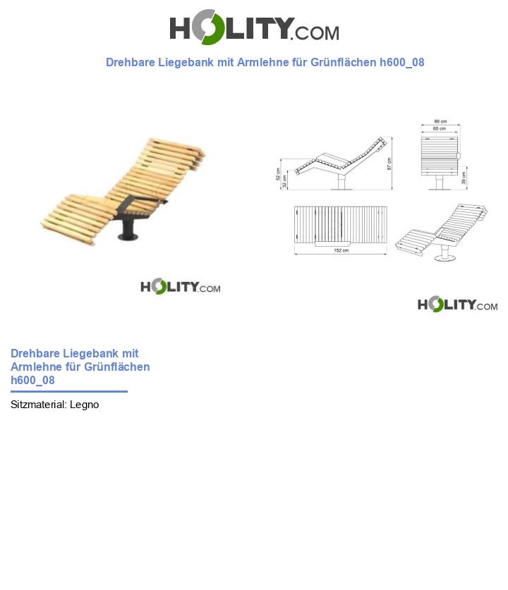 Drehbare Liegebank mit Armlehne für Grünflächen h600_08