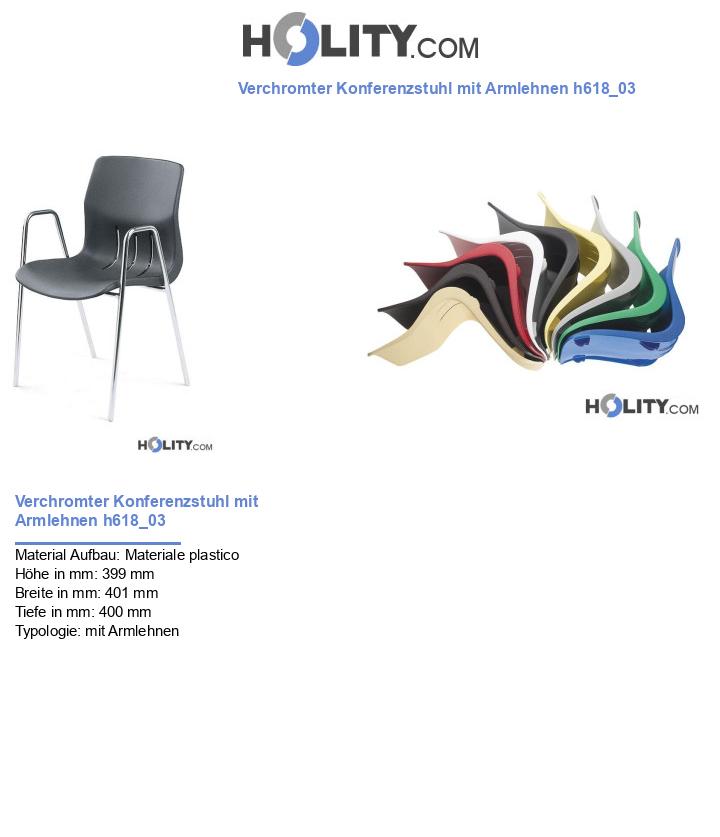 Verchromter Konferenzstuhl mit Armlehnen h618_03