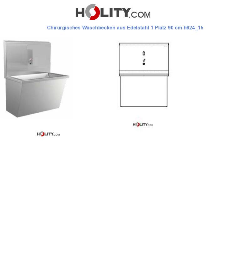 Chirurgisches Waschbecken aus Edelstahl 1 Platz 90 cm h624_15