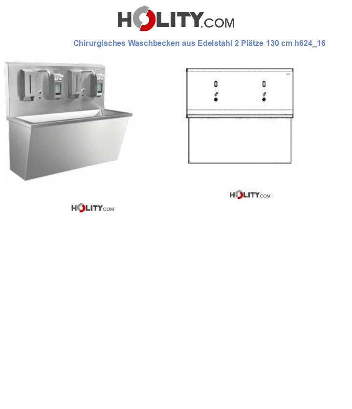 Chirurgisches Waschbecken aus Edelstahl 2 Plätze 130 cm h624_16