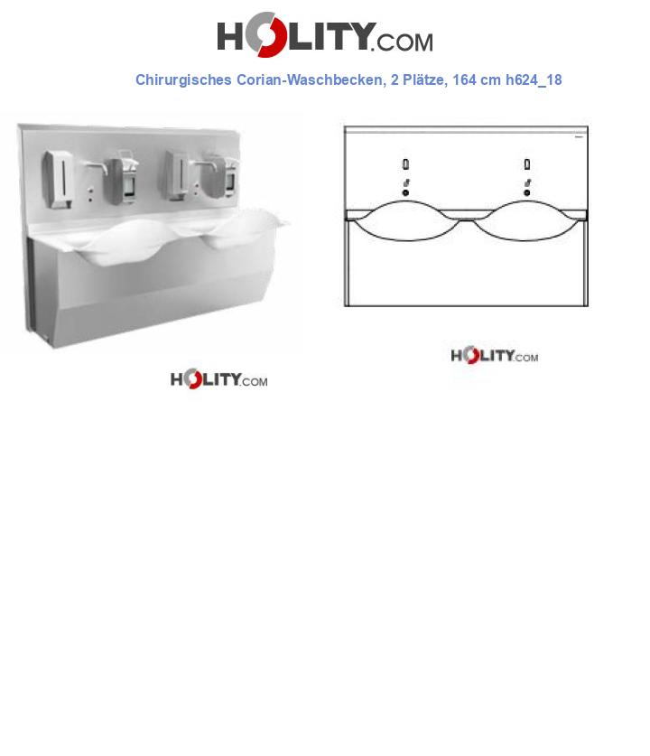 Chirurgisches Corian-Waschbecken, 2 Plätze, 164 cm h624_18