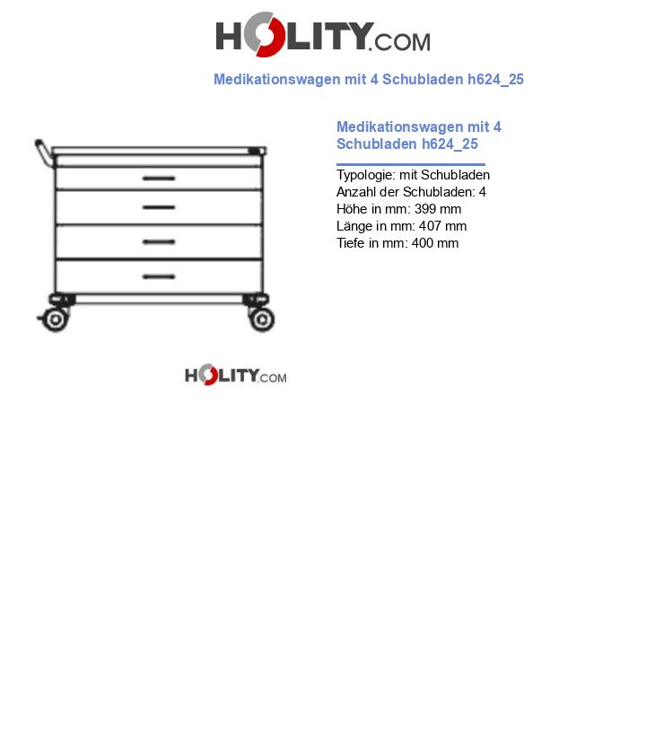 Medikationswagen mit 4 Schubladen h624_25