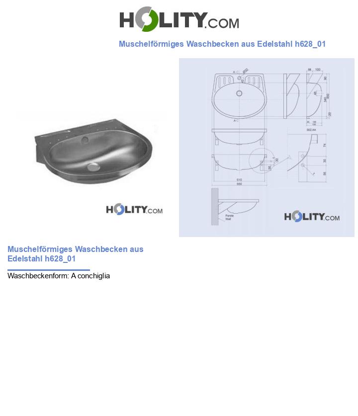 Muschelförmiges Waschbecken aus Edelstahl h628_01