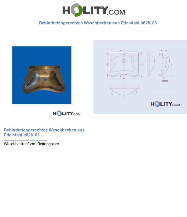 Behindertengerechtes Waschbecken aus Edelstahl h628_03