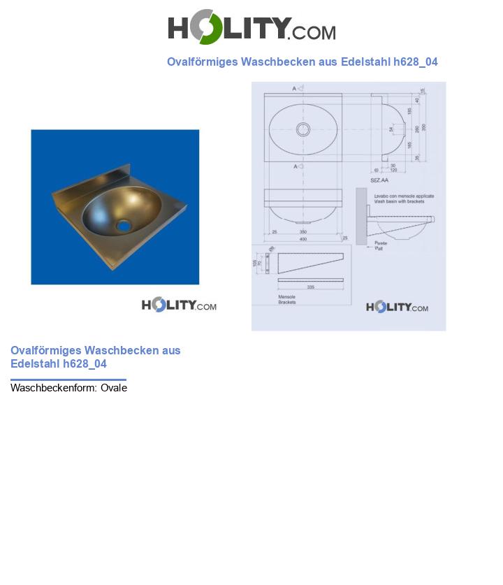 Ovalförmiges Waschbecken aus Edelstahl h628_04