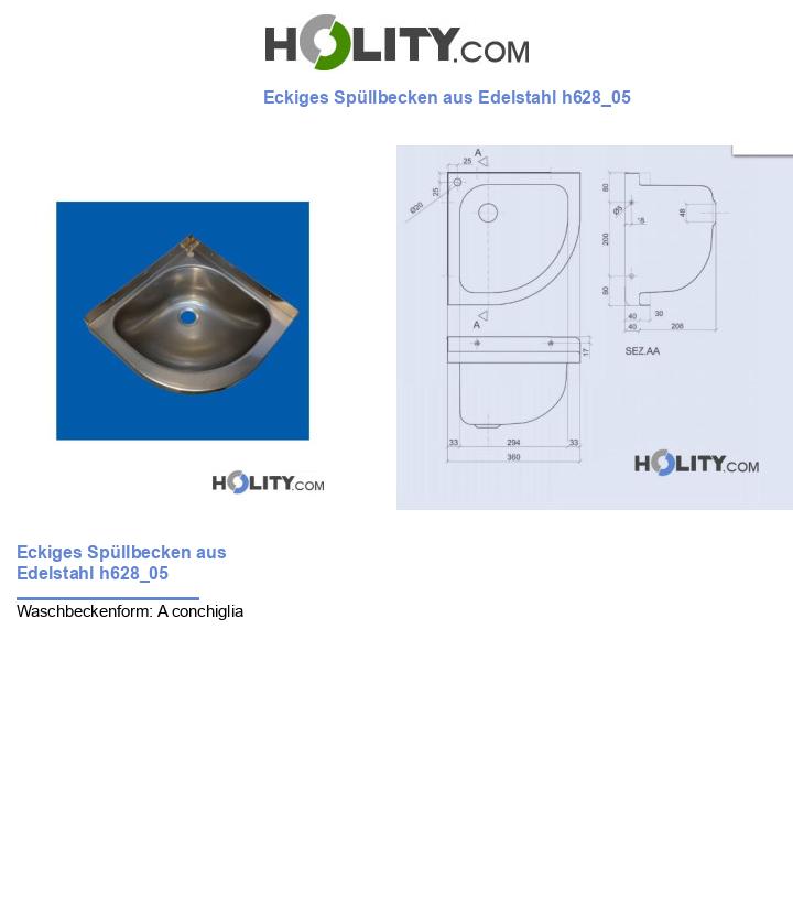 Eckiges Spüllbecken aus Edelstahl h628_05