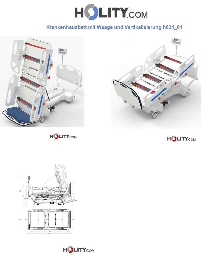 Krankenhausbett mit Waage und Vertikalisierung h634_61