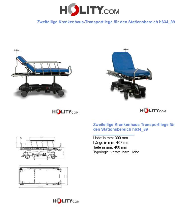 Zweiteilige Krankenhaus-Transportliege für den Stationsbereich h634_89