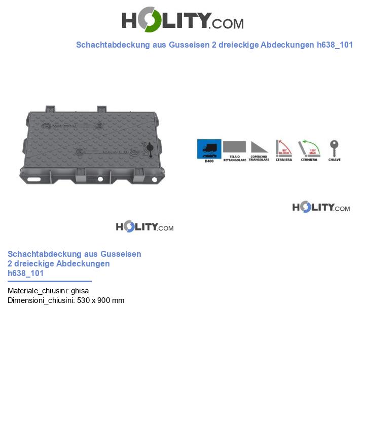 Schachtabdeckung aus Gusseisen 2 dreieckige Abdeckungen h638_101