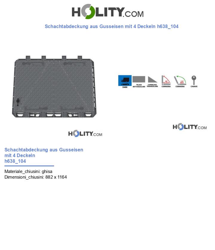 Schachtabdeckung aus Gusseisen mit 4 Deckeln h638_104
