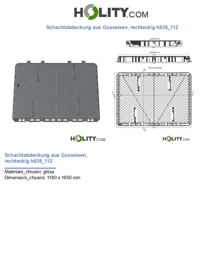 Schachtabdeckung aus Gusseisen, rechteckig h638_112