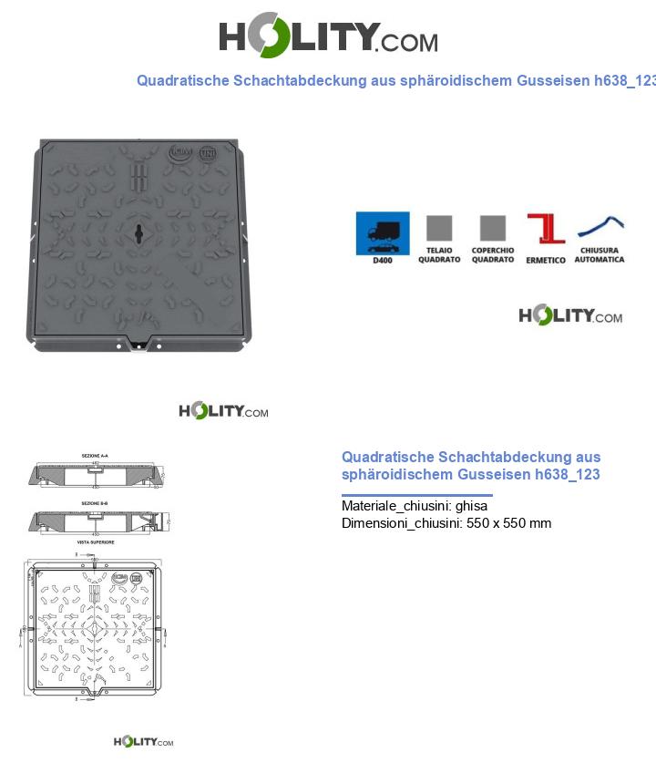 Quadratische Schachtabdeckung aus sphäroidischem Gusseisen h638_123