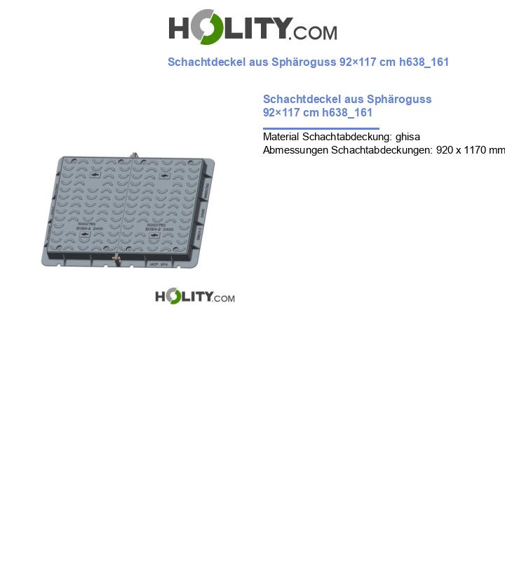 Schachtdeckel aus Sphäroguss 92×117 cm h638_161