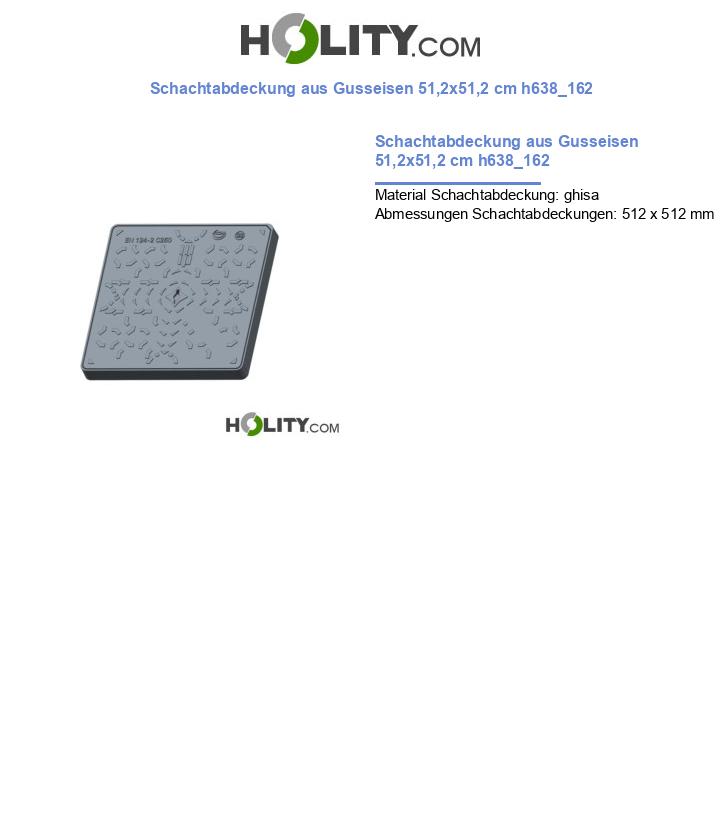 Schachtabdeckung aus Gusseisen 51,2x51,2 cm h638_162