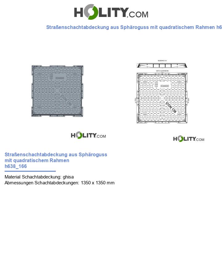Straßenschachtabdeckung aus Sphäroguss mit quadratischem Rahmen h638_166