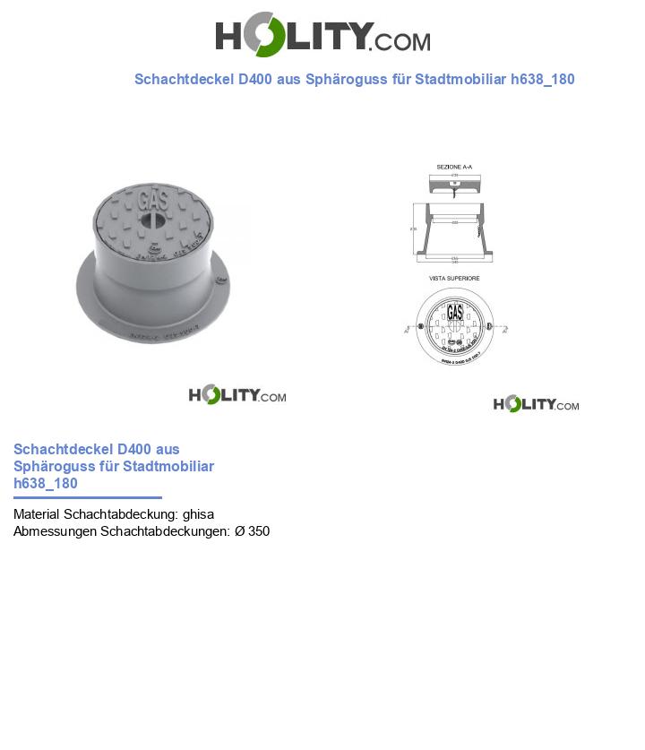 Schachtdeckel D400 aus Sphäroguss für Stadtmobiliar h638_180