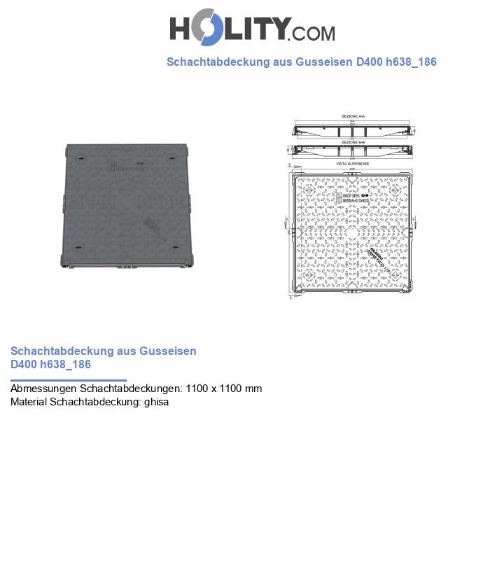 Schachtabdeckung aus Gusseisen D400 h638_186