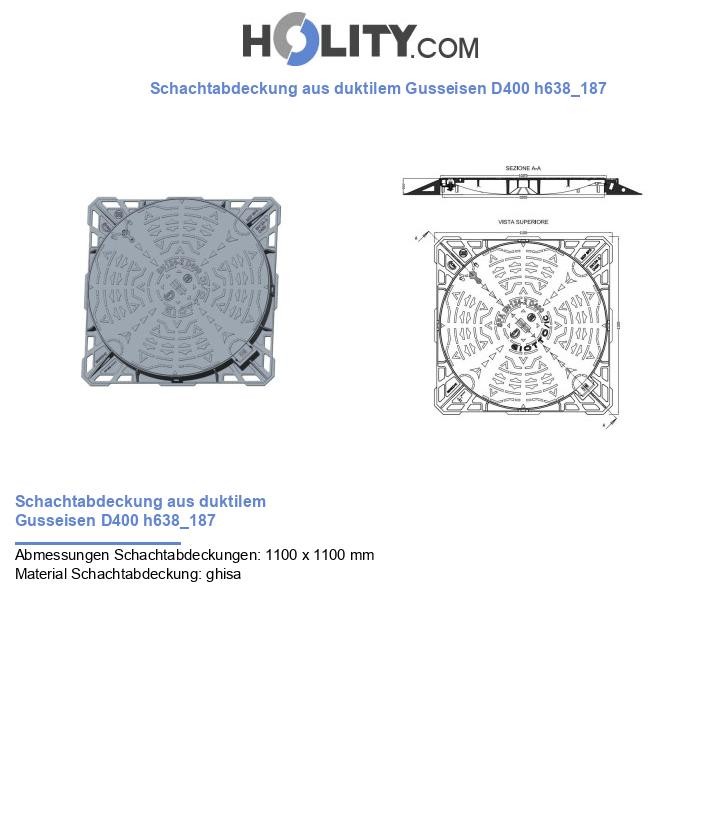 Schachtabdeckung aus duktilem Gusseisen D400 h638_187