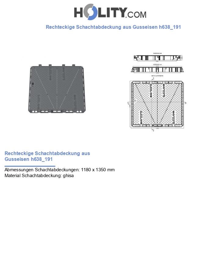 Rechteckige Schachtabdeckung aus Gusseisen h638_191