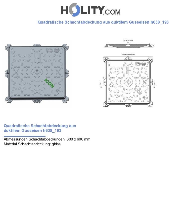 Quadratische Schachtabdeckung aus duktilem Gusseisen h638_193