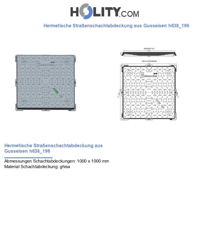 Hermetische Straßenschachtabdeckung aus Gusseisen h638_196