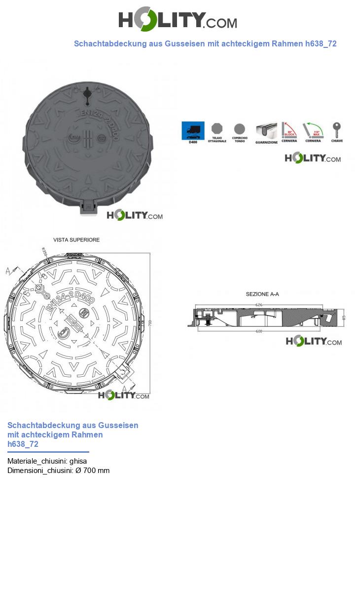 Schachtabdeckung aus Gusseisen mit achteckigem Rahmen h638_72