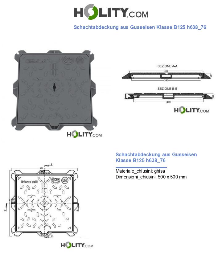 Schachtabdeckung aus Gusseisen Klasse B125 h638_76