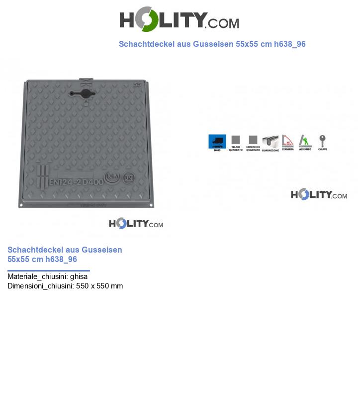 Schachtdeckel aus Gusseisen 55x55 cm h638_96