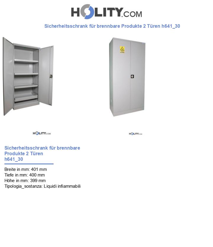 Sicherheitsschrank für brennbare Produkte 2 Türen h641_30