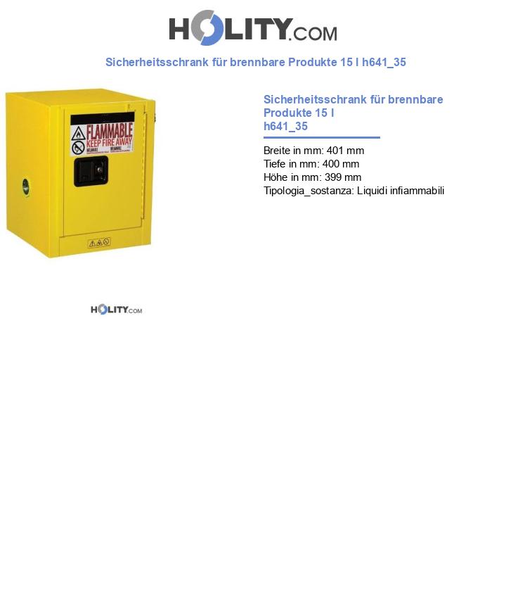 Sicherheitsschrank für brennbare Produkte 15 l h641_35