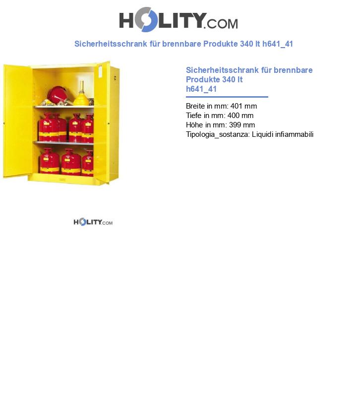 Sicherheitsschrank für brennbare Produkte 340 lt h641_41