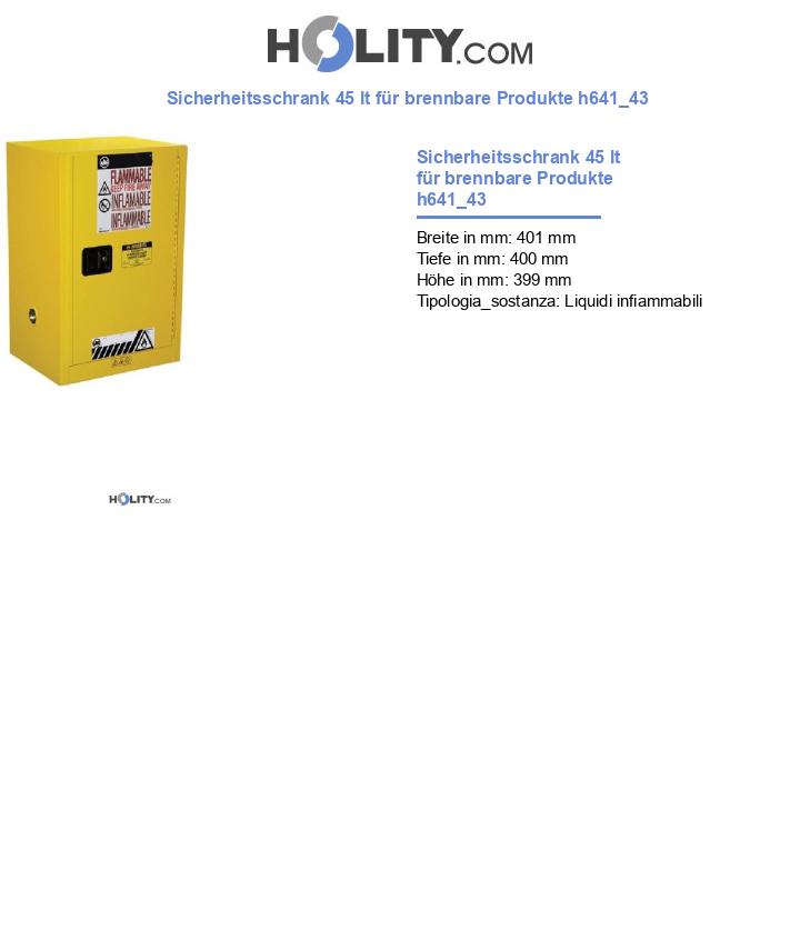 Sicherheitsschrank 45 lt für brennbare Produkte h641_43