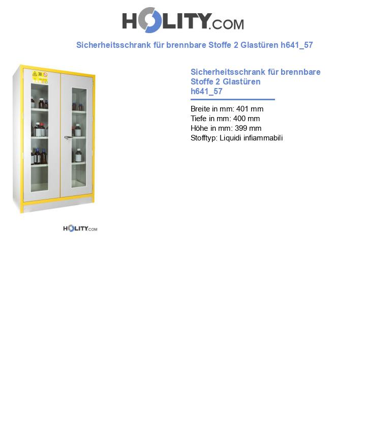 Sicherheitsschrank für brennbare Stoffe 2 Glastüren h641_57