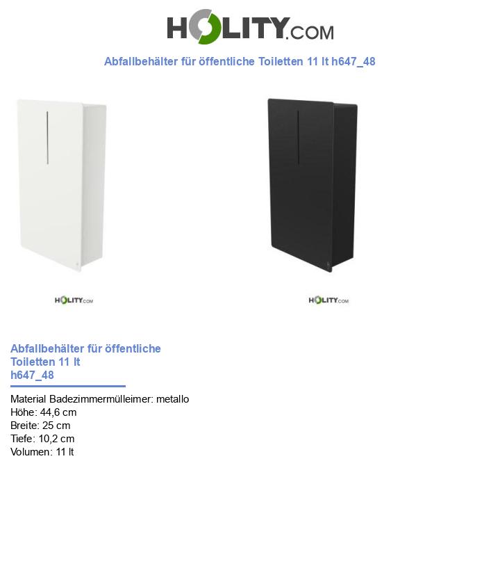 Abfallbehälter für öffentliche Toiletten 11 lt h647_48