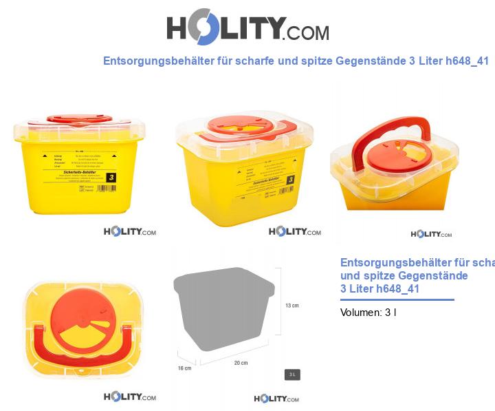 Entsorgungsbehälter für scharfe und spitze Gegenstände 3 Liter h648_41