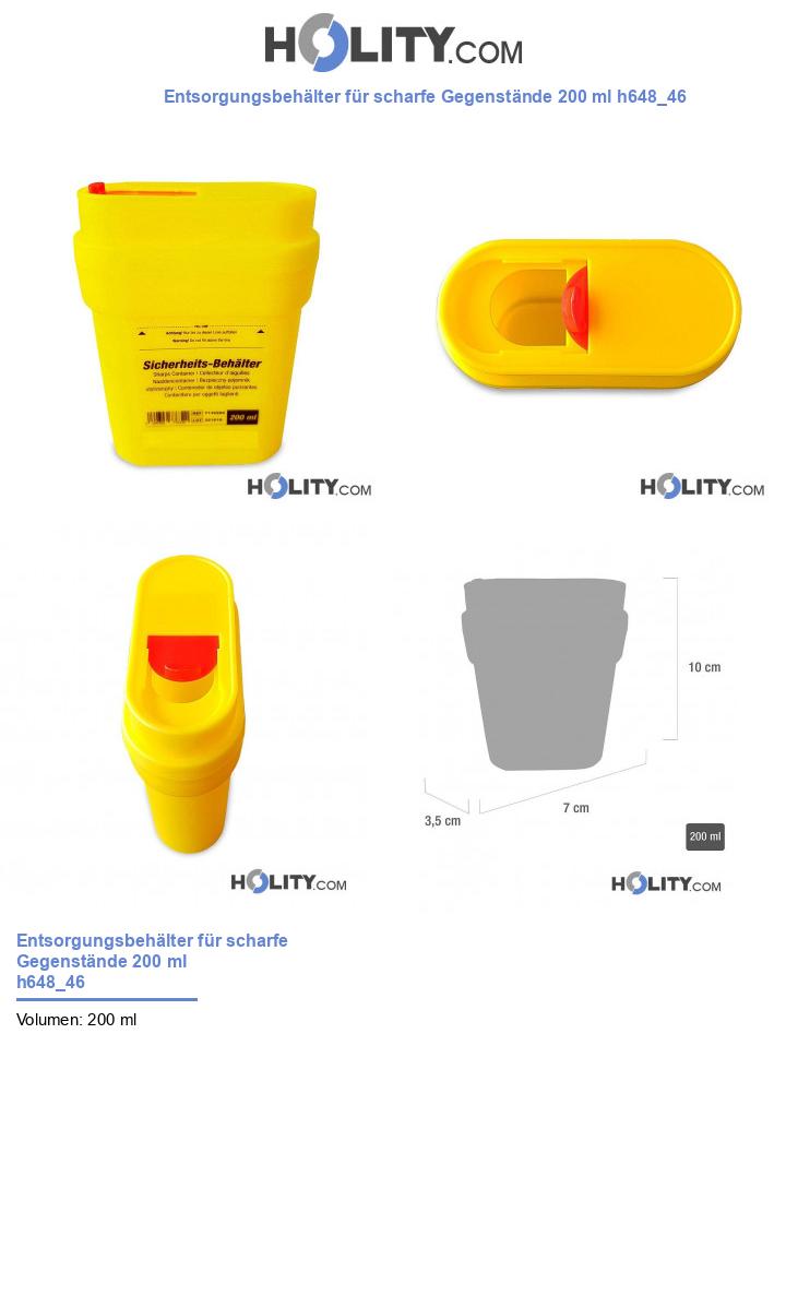 Entsorgungsbehälter für scharfe Gegenstände 200 ml h648_46