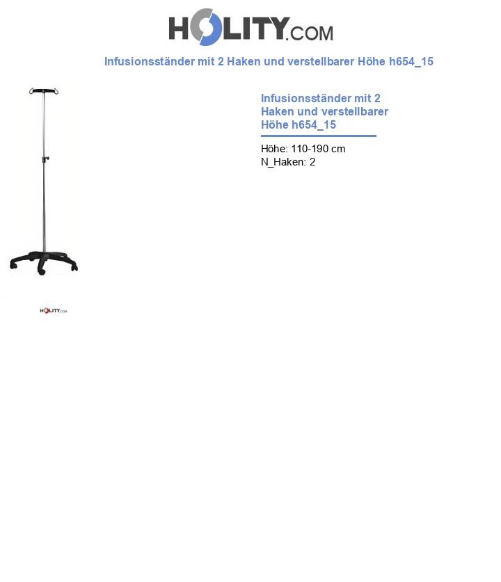 Infusionsständer mit 2 Haken und verstellbarer Höhe h654_15