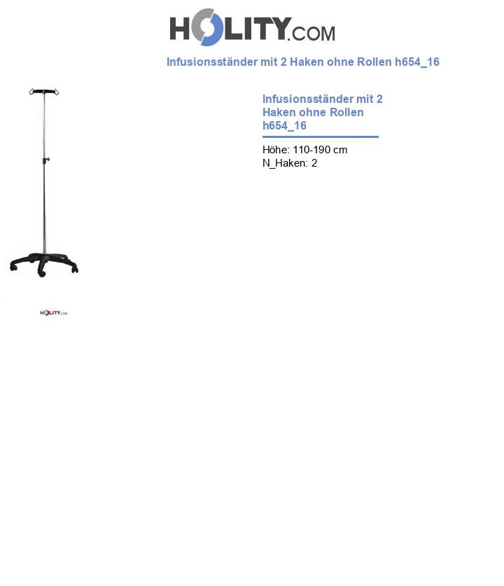 Infusionsständer mit 2 Haken ohne Rollen h654_16
