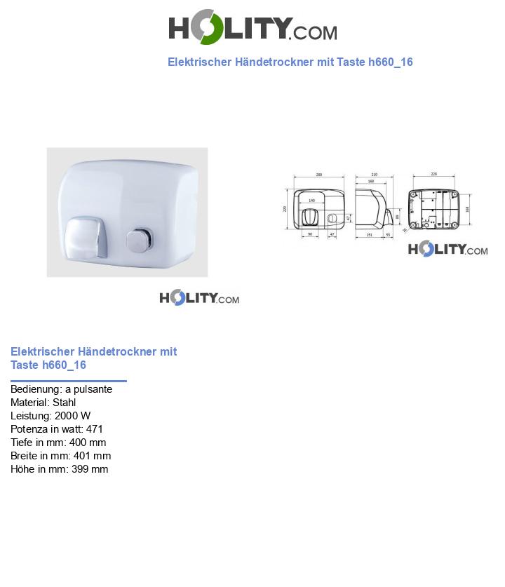 Elektrischer Händetrockner mit Taste h660_16