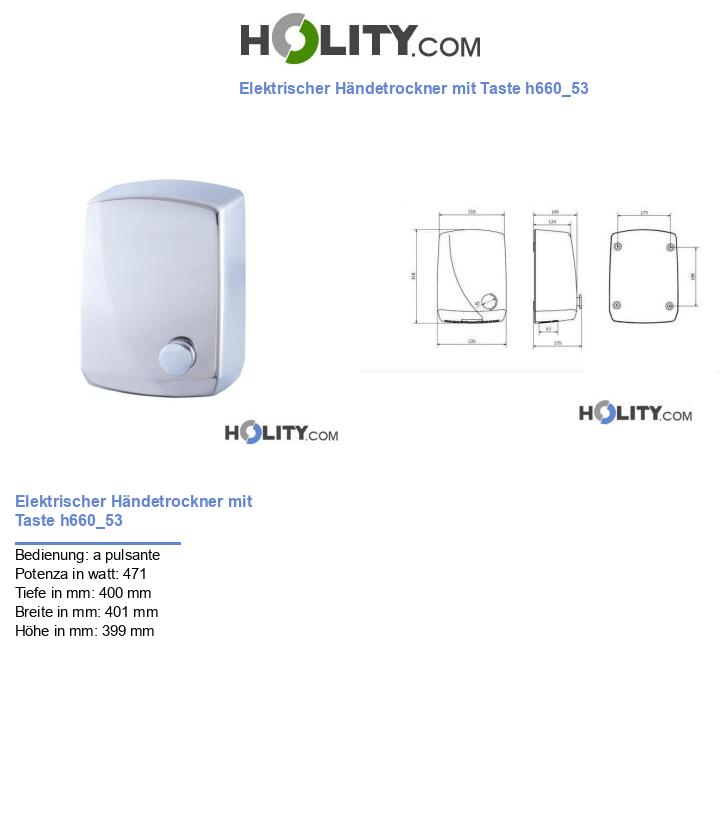Elektrischer Händetrockner mit Taste h660_53