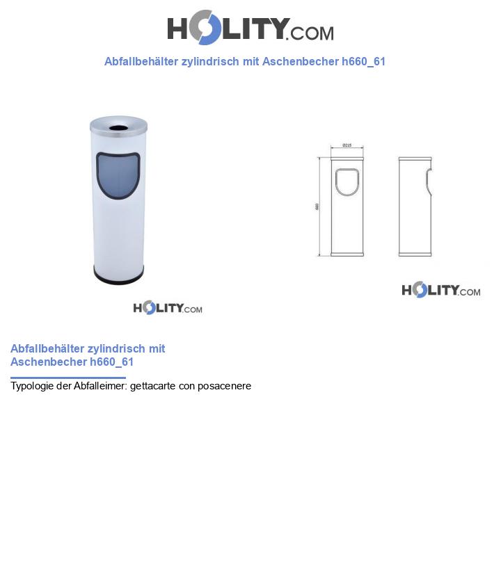 Abfallbehälter zylindrisch mit Aschenbecher h660_61