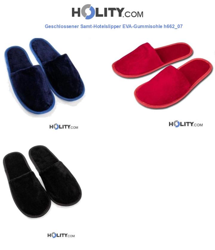 Geschlossener Samt-Hotelslipper EVA-Gummisohle h662_07