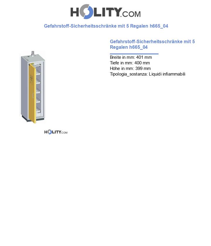 Gefahrstoff-Sicherheitsschränke mit 5 Regalen h665_04