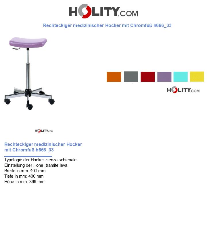 Rechteckiger medizinischer Hocker mit Chromfuß h666_33