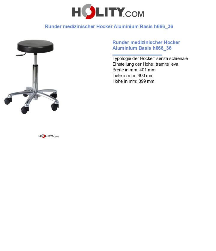 Runder medizinischer Hocker Aluminium Basis h666_36