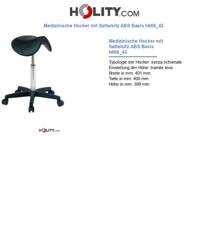 Medizinische Hocker mit Sattelsitz ABS Basis h666_43