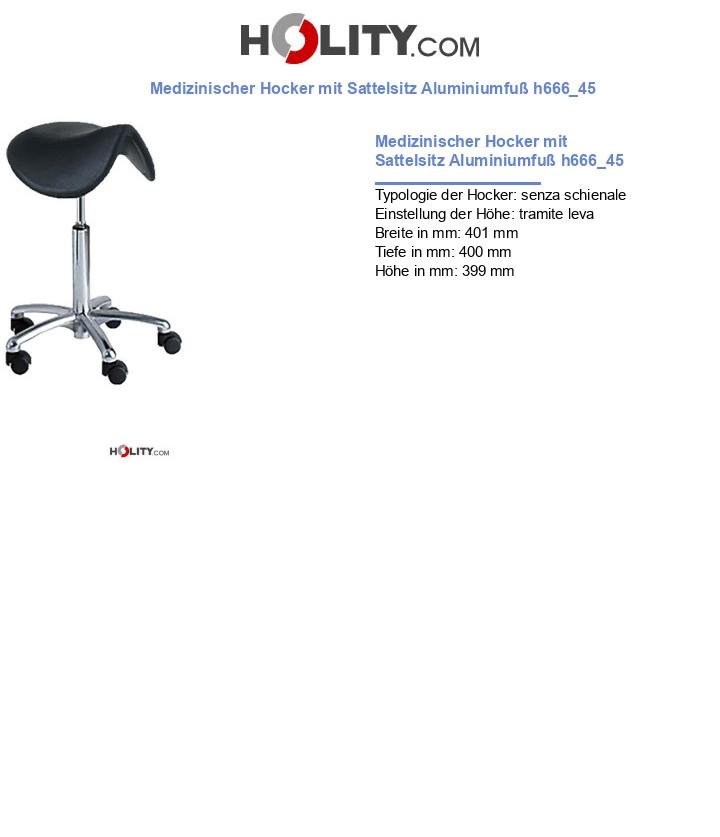 Medizinischer Hocker mit Sattelsitz Aluminiumfuß h666_45