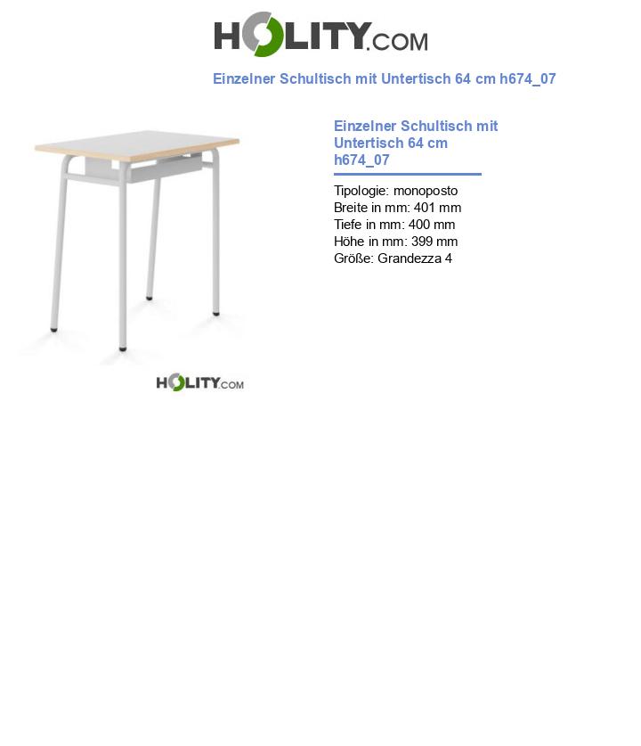 Einzelner Schultisch mit Untertisch 64 cm h674_07
