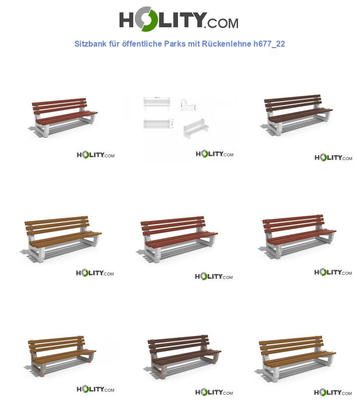 Sitzbank für öffentliche Parks mit Rückenlehne h677_22